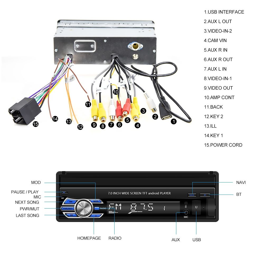 Rádio 1din 7" retrátil com GPS WiFi Mirrorlink android 10 NOVO