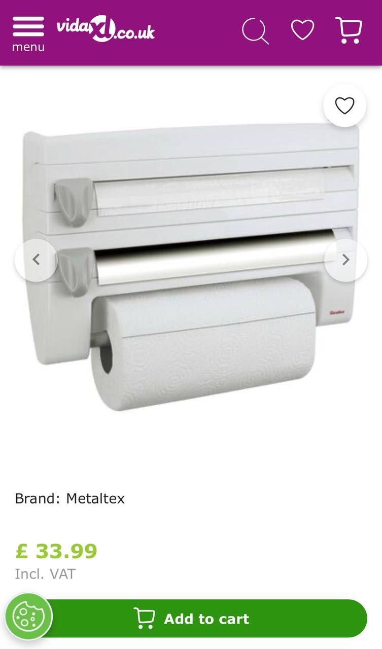 Диспенсер для рулонів, плівки та фольги Metaltex