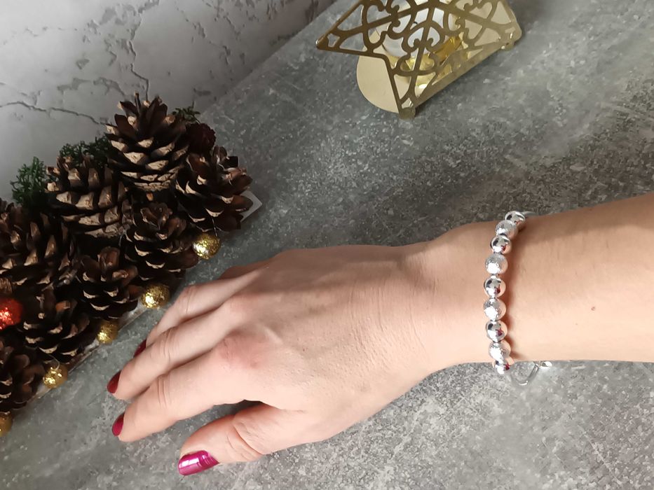 Bransoletka srebrna kulki