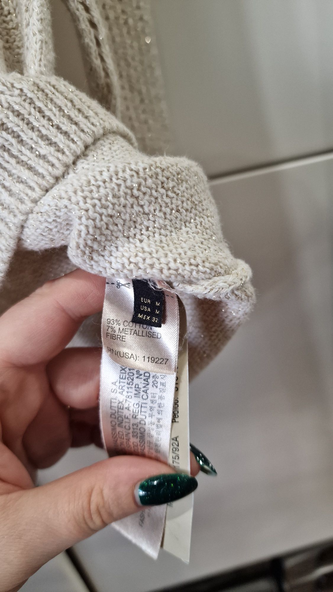 Swetr sweterek Massimo Dutti 40 38 m l ażurowy dzianina nitka złoty