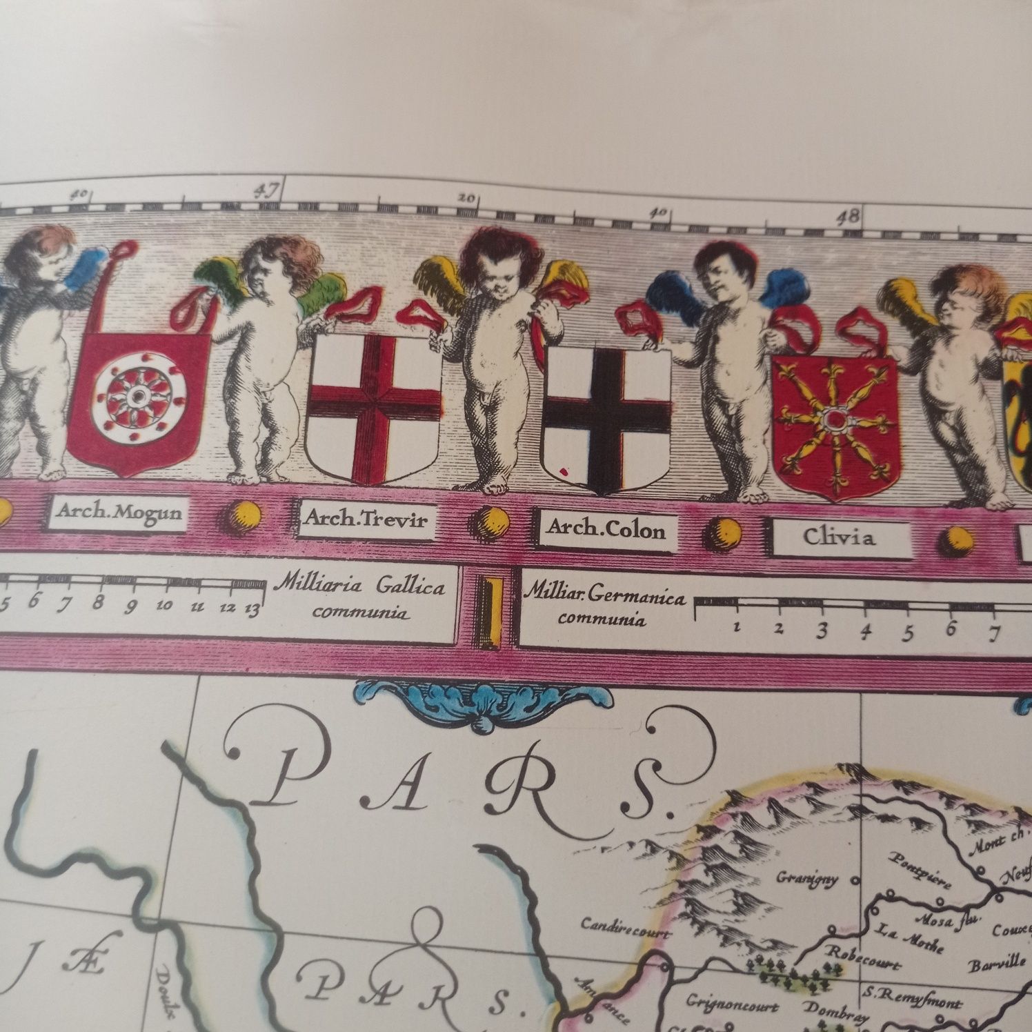 Mapa reprint rzeka Ren 1991 r. wersja w łacinie