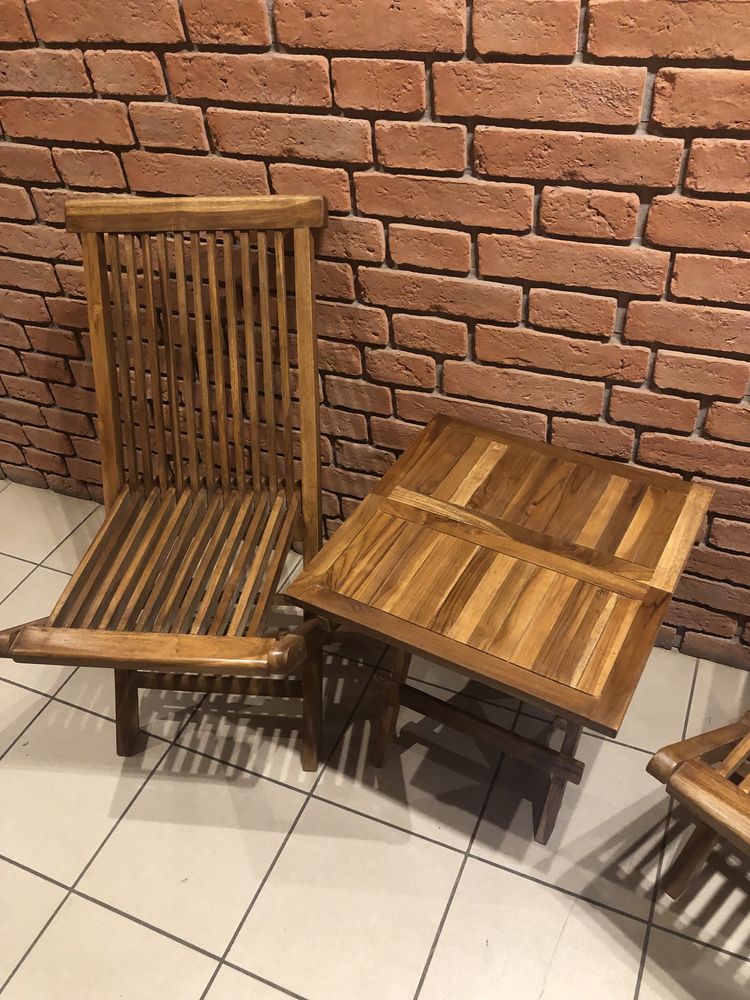 Krzesło drewniane teak, biurowo tarasowe nowe