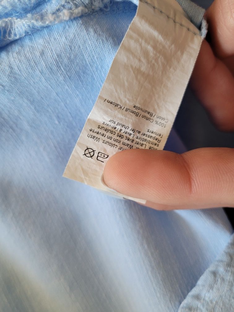 Niebieska koszula oversize boho odkryte ramiona guziki River Island
