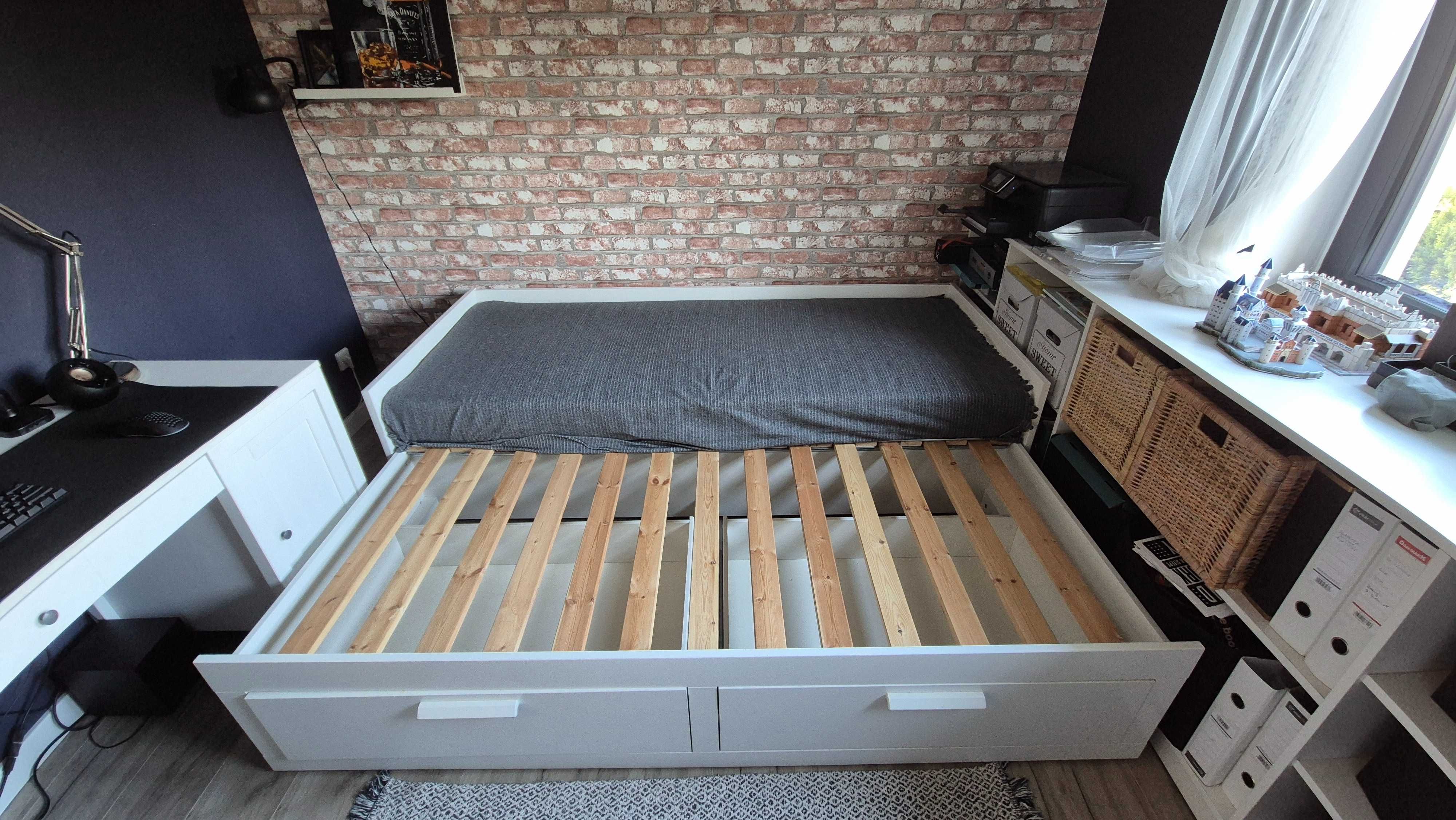 Łóżko Brimnes IKEA 80x200 rozsuwane z szufladami