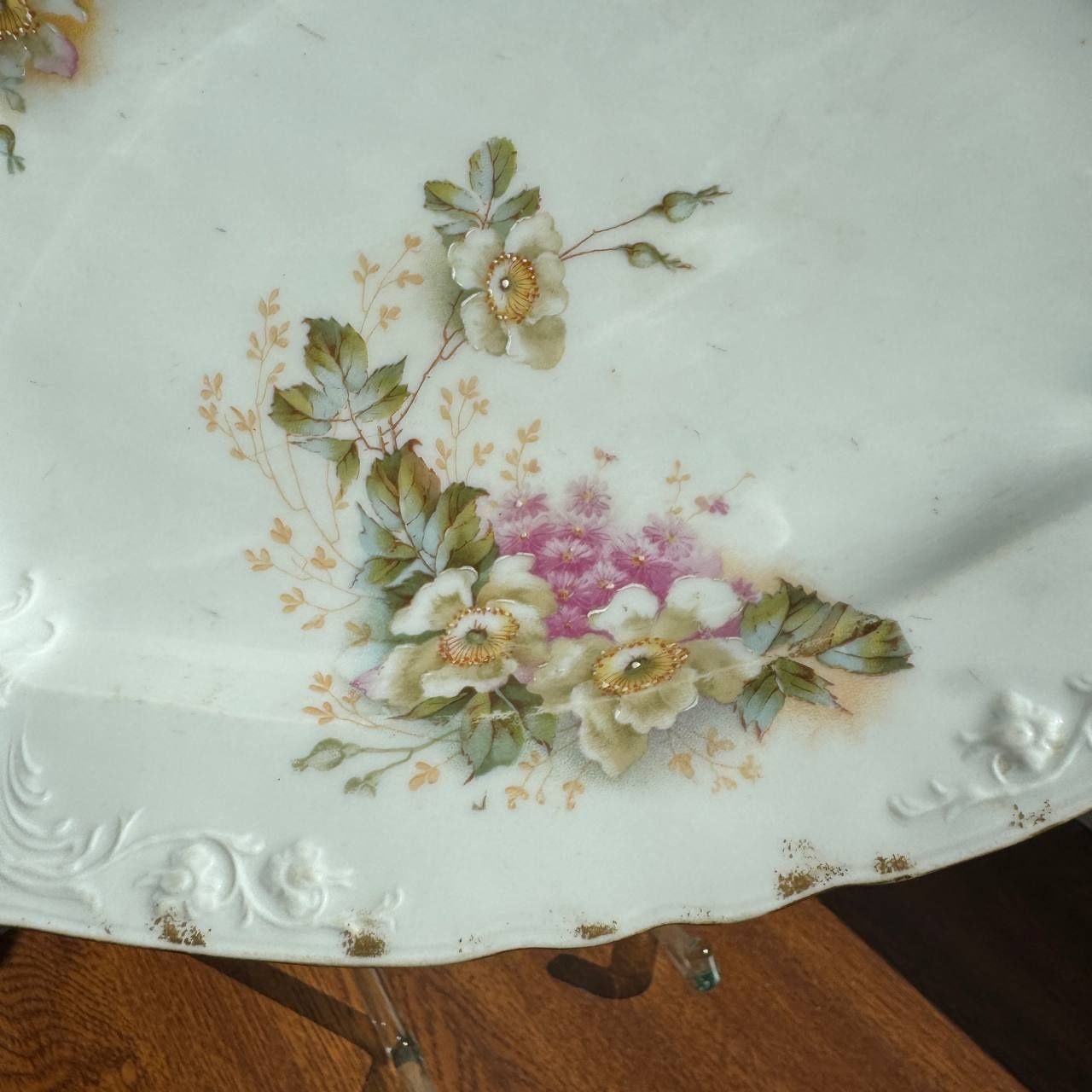 Patera/Półmisek Różyczki Carl Teich CT XIX wiek, Porcelana ryflowana