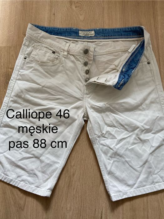 Calliope krótkie 46 M spodenki spodnie chinosy białe kremowe pas 88 cm