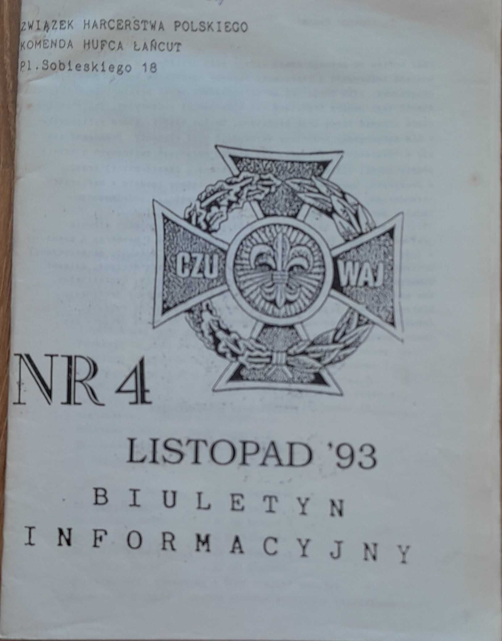 Biuletyn Informacyjny KH ZHP Łańcut z 1993 r.