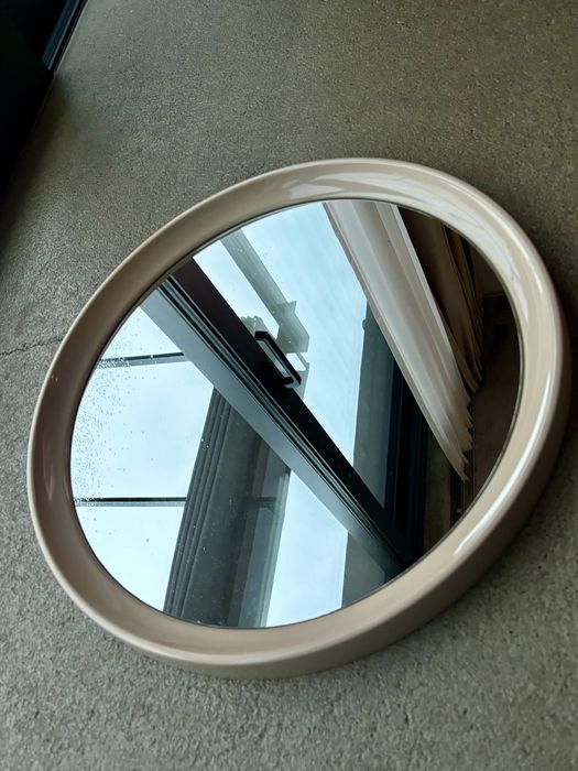 Vintage Okrągłe Lustro Space Age Atomic  Mega Design beżowy kolor Top