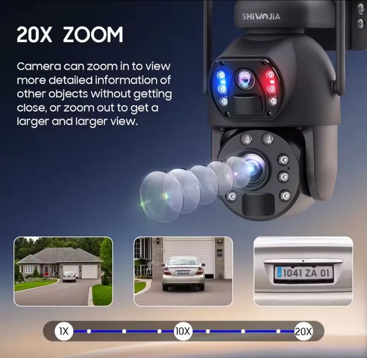 Kamera zewnętrzna SHIWOJIA 4G, 12MP, solarna 20x zoom