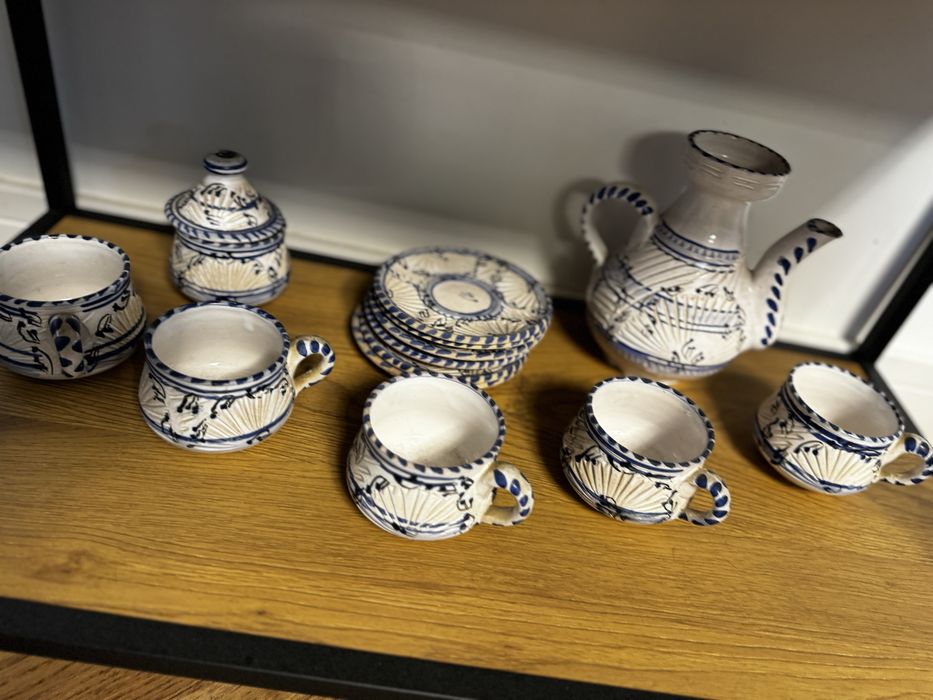 Serwis kawowy ceramika niebieska stara ceramika