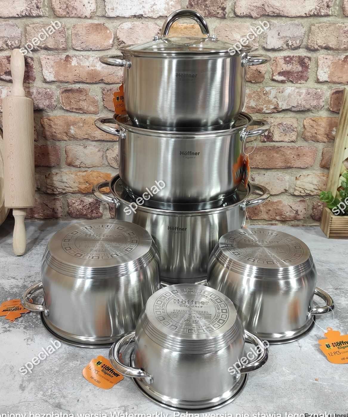 Zestaw garnków HOFFNER HF-4360 . Gaz, indukcja, halogen