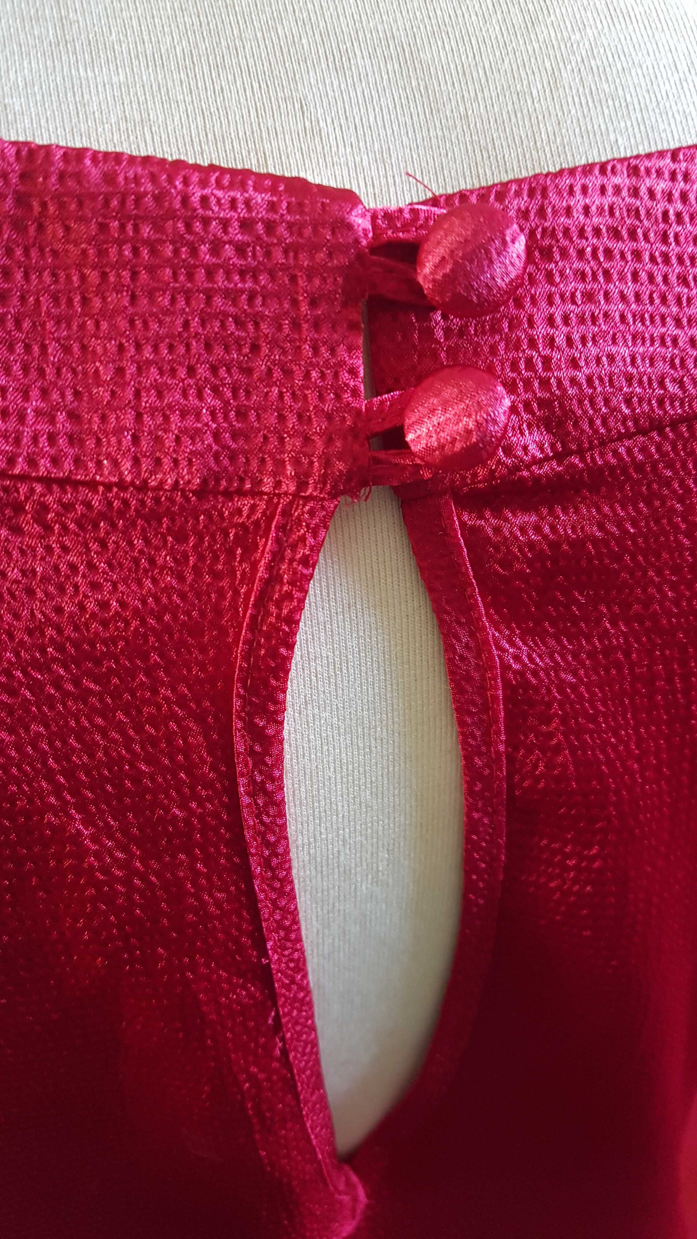 Czerwona sukienka, elegancka tunika z koralikami Et Vous, roz. S