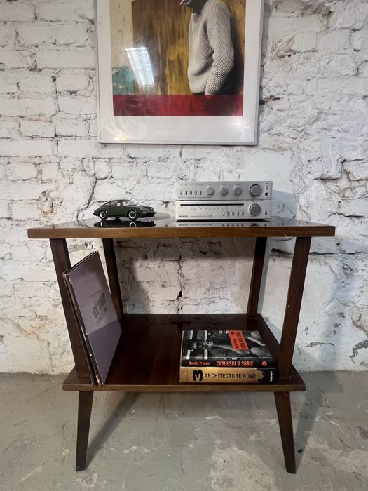 Piękny stolik pod gramofon kwiaty rtv winyle prl vintage retro
