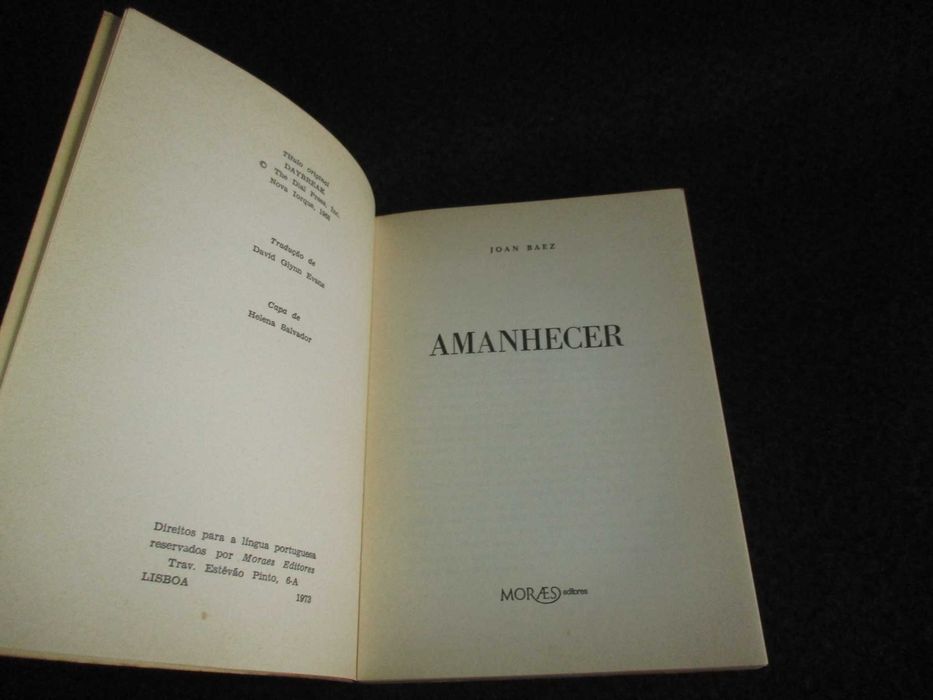 Livro Amanhecer Joan Baez Moraes Editores