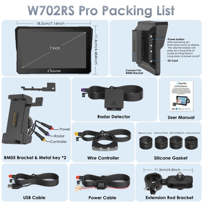 Навігатор мото, Carpuride w702RS Pro, Carplay