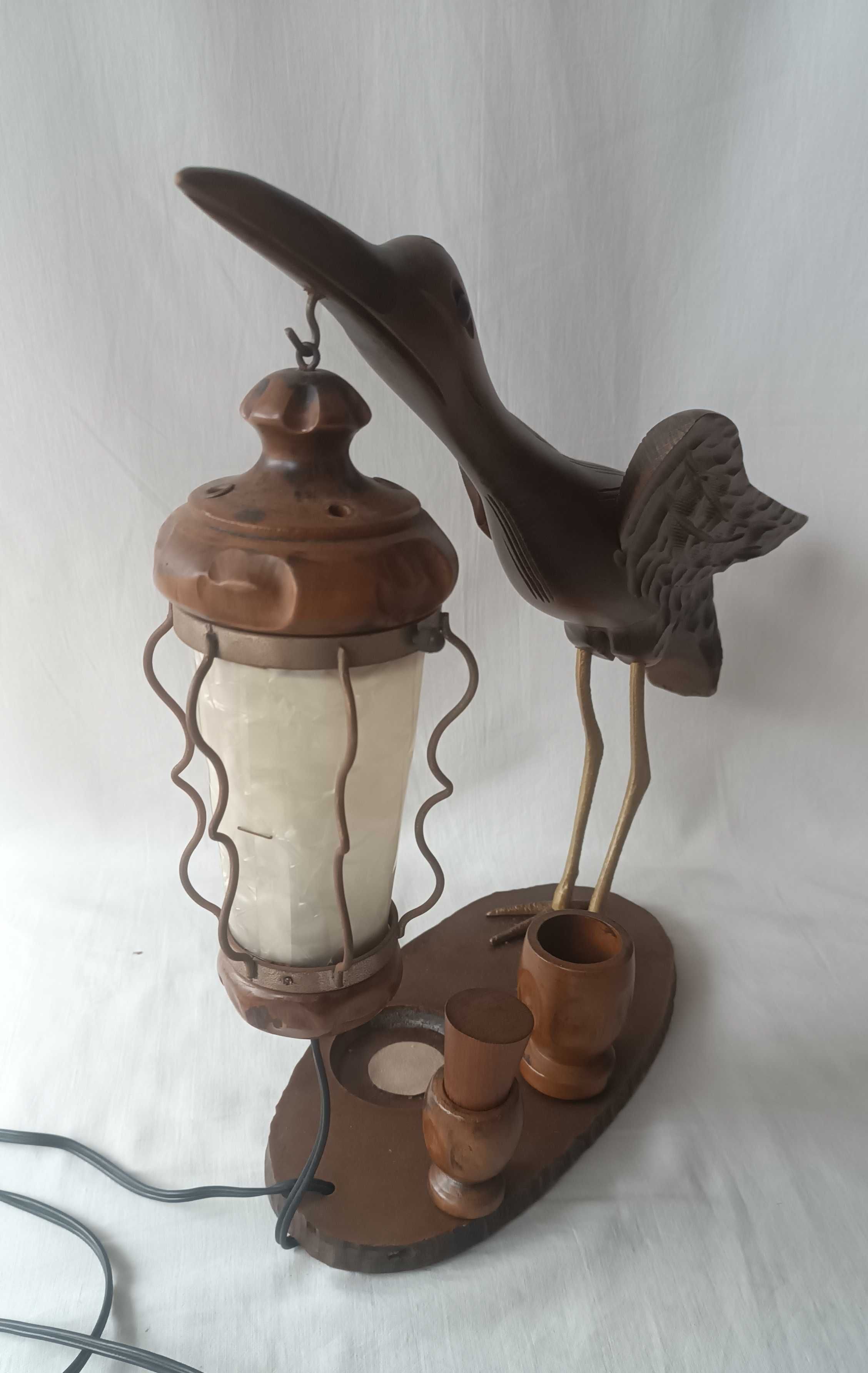 Lampa stołowa Heron w stylu art déco czapla Aldo Tura lata 40 XX