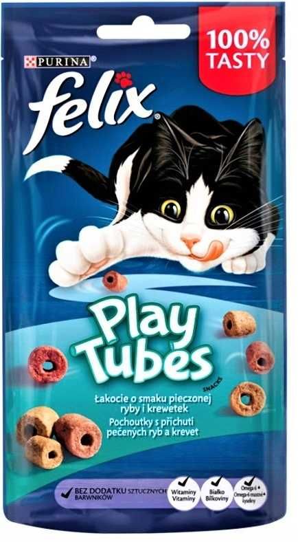 Sucha Karma FELIX PLAY TUBES przekąska dla kota Pieczona Ryba 8x 50g