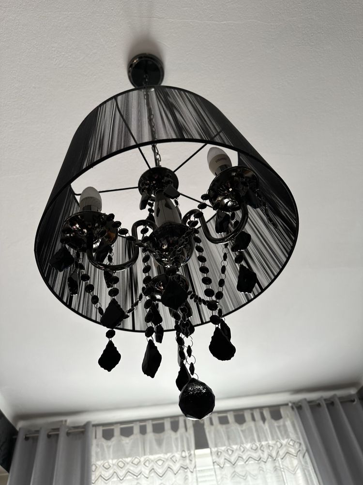 Lampa wiszaca - czarna, styl glamour