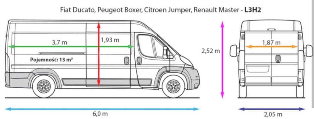 Wynajem bus dostawczak L3H2 Wypożyczalnia busów od 200zł