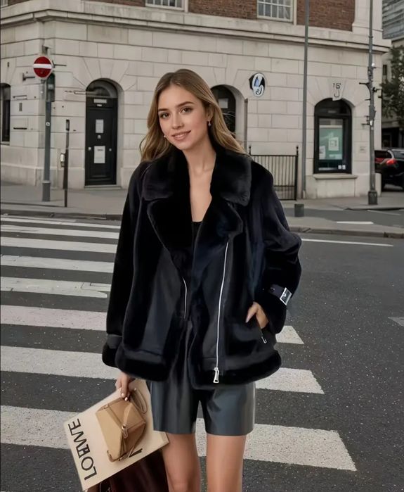 Шубка дублянка зимова жіноча оверсайз під норку трендов куртка хутряна