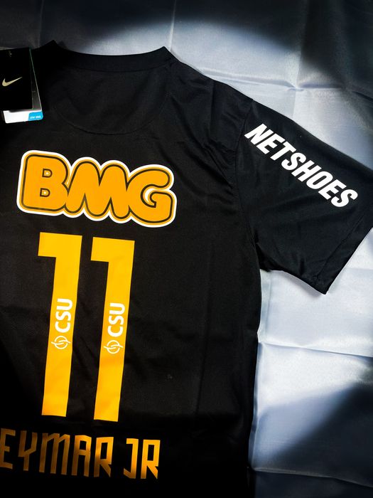 (M) Retro Czarna T-shirt #11 Neymar JR Santos Koszulka Sezonu 2011-12