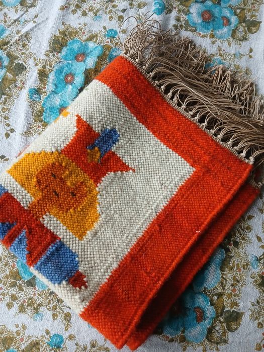 Cepelia PRL wełniany kilim krakowska para fajny prezent świąteczny