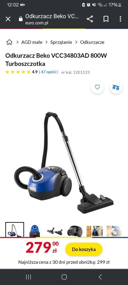 Odkurzacz Beko VCC34803AD 800W