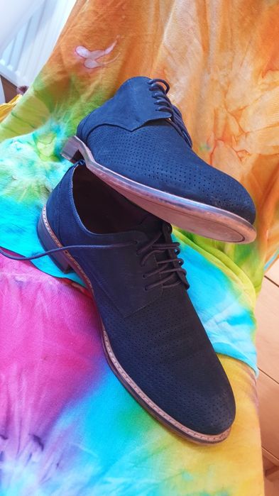 Giacomo Conti 43 eleganckie buty męskie skora/zamsz granat