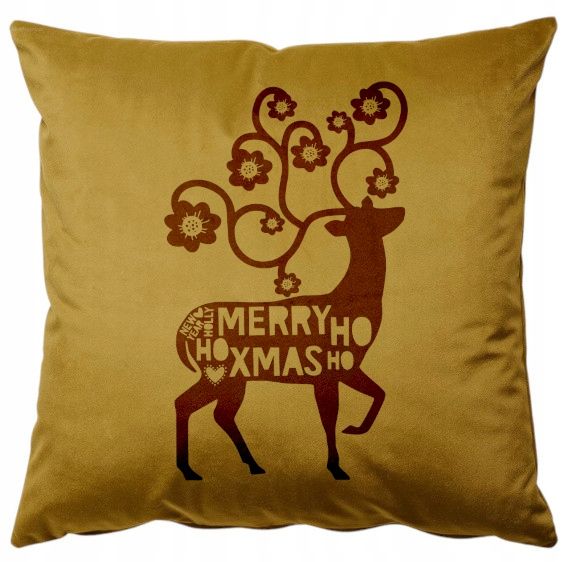 Świąteczna Poszewka welurowa + poduszka 40x40  Merry Christmas jeleń