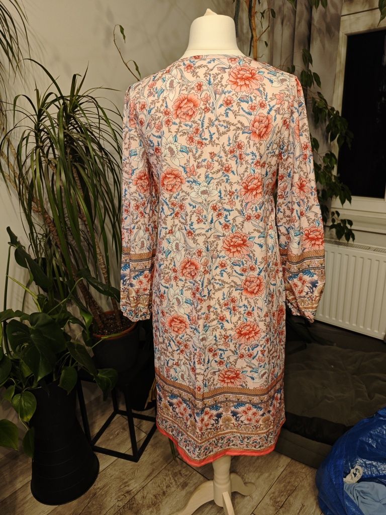Sukienka w kwiaty elegancka weselna komunijna retro vintage ciążowa