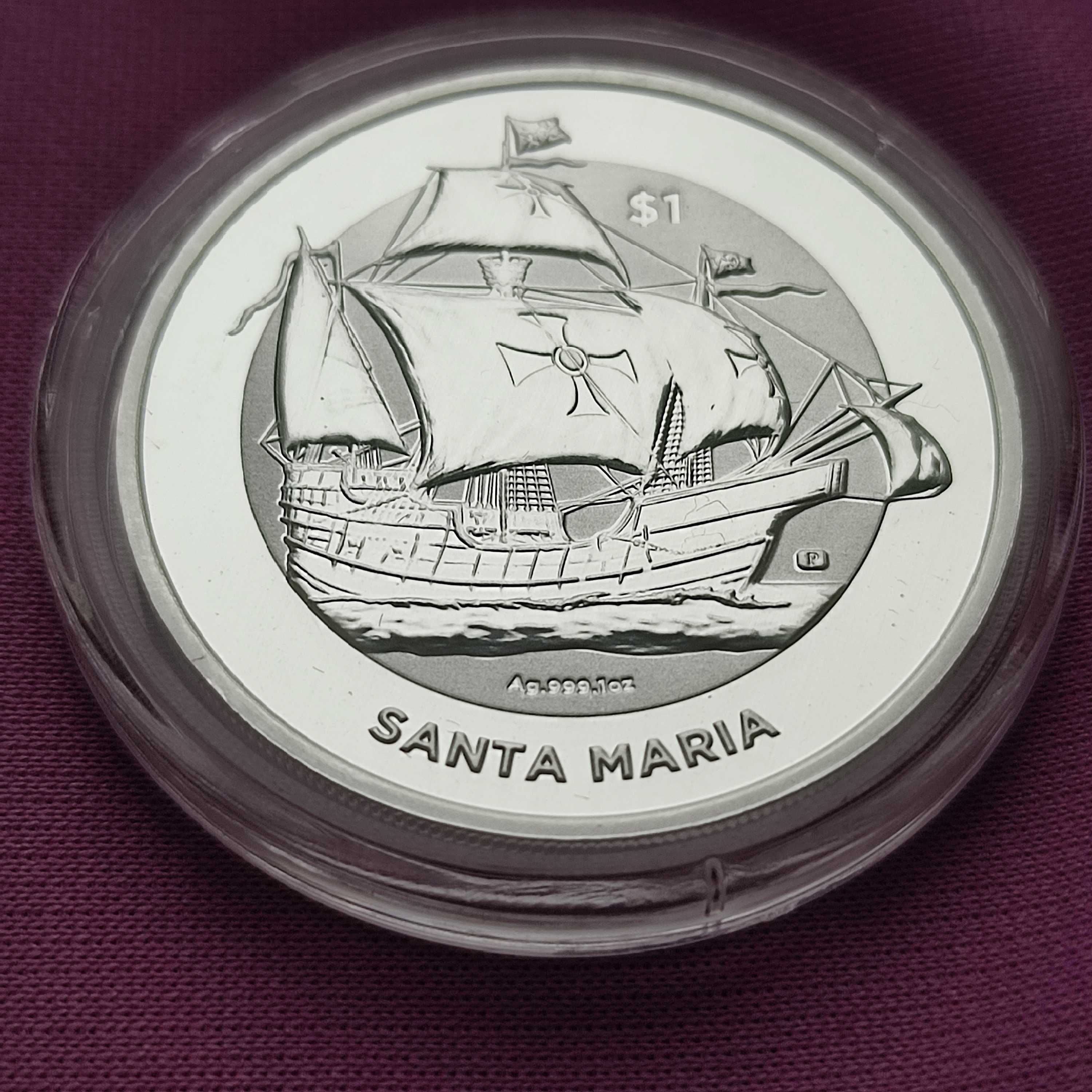 Монета 2022 Британские Виргинские Острова 1 унция корабль Санта Мария
