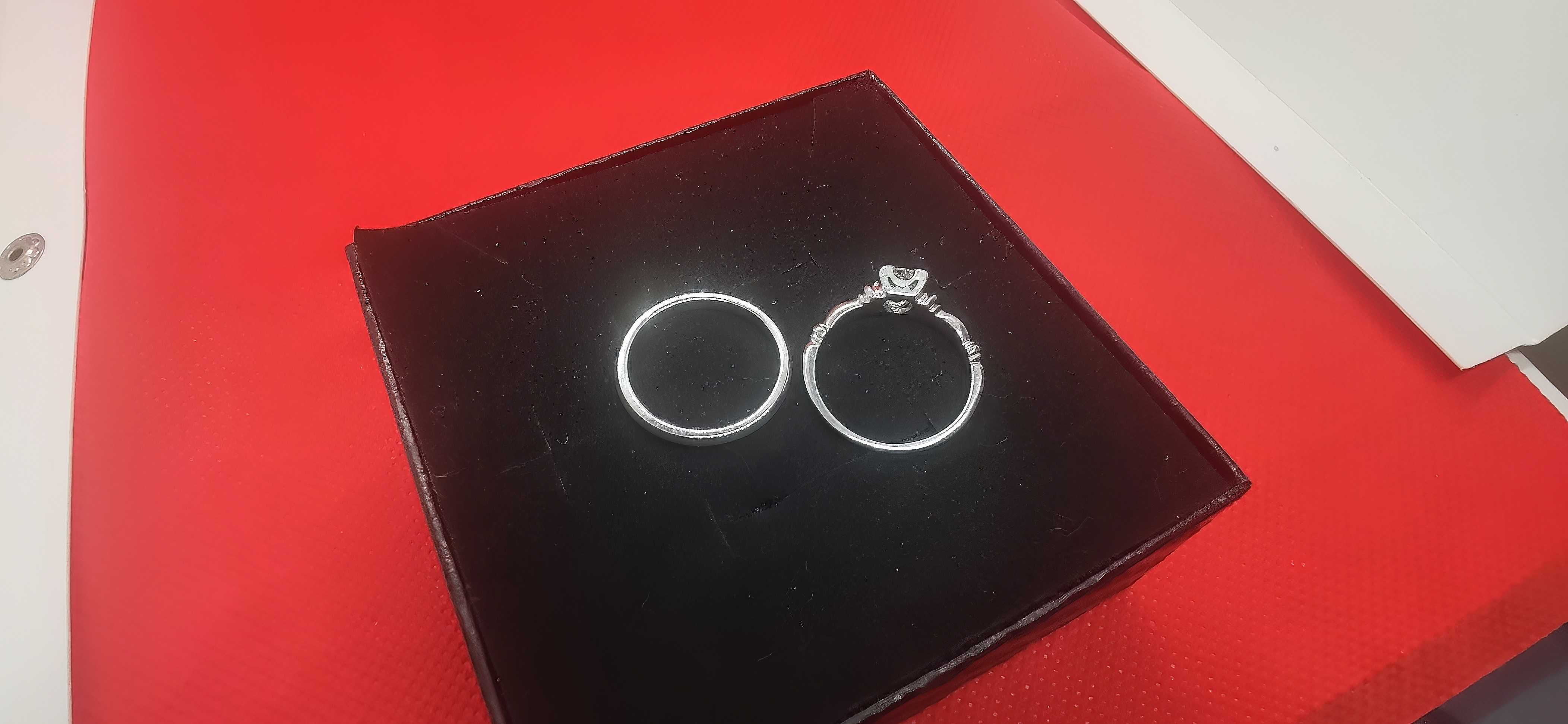 Pierścionek z brylantem 0.38ct P1/H + obrączka, certyfikat