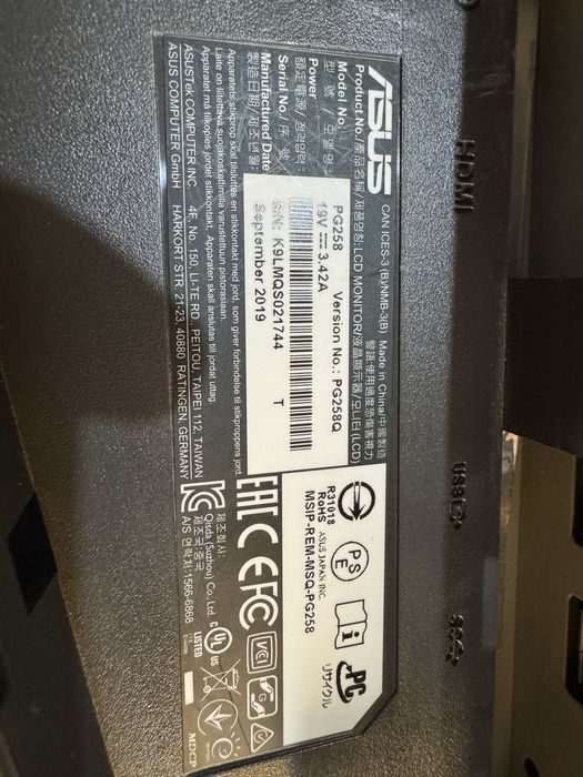 Asus Rog Swift PG258q  24.5’ геймерський монітор 240Hz ,Full HD