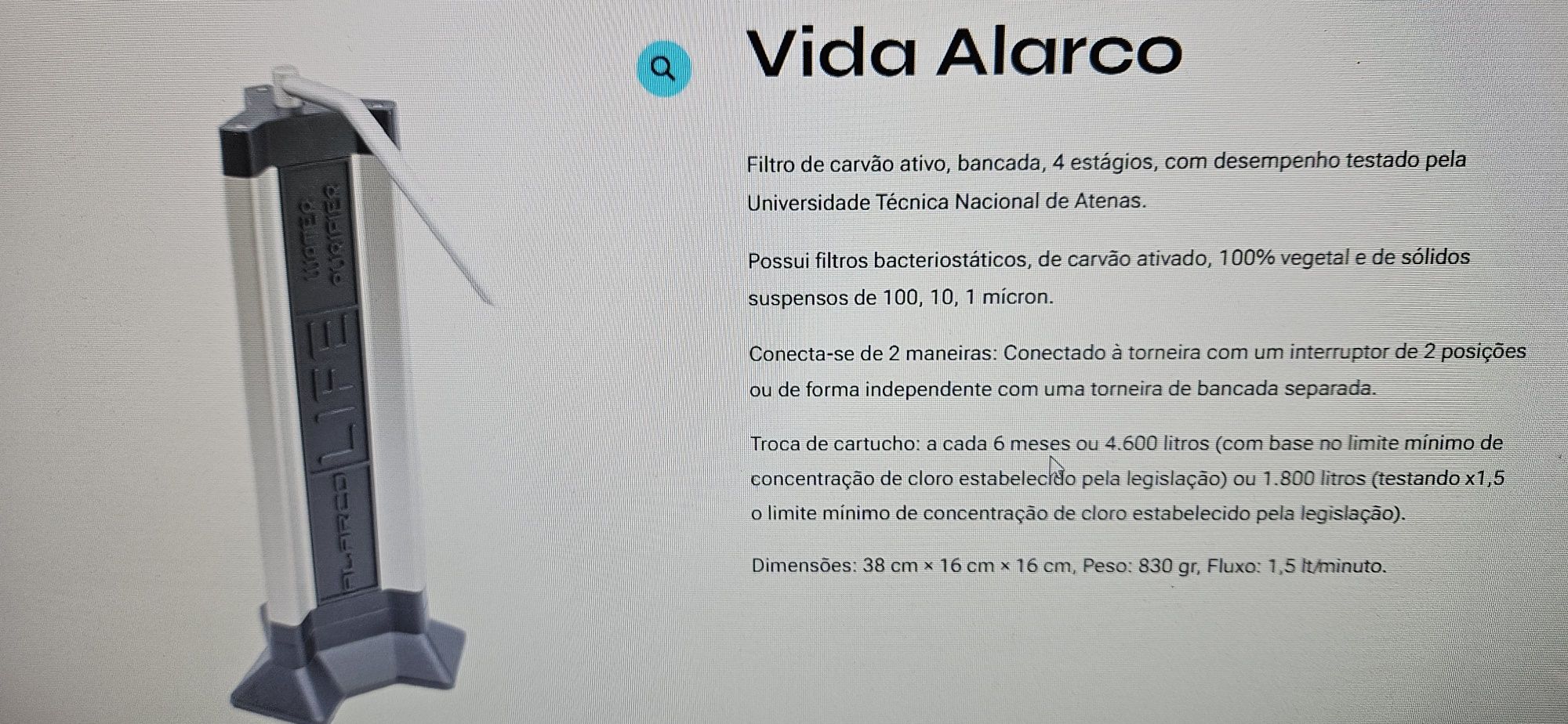 Filtro Agua Carbono