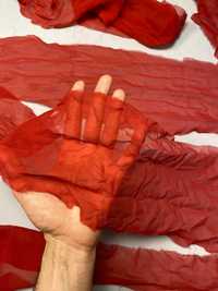 szyfon jedwabny czerwony kupon tkaniny kawałki