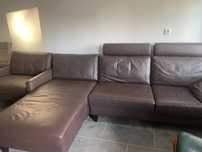 Sofa skórzana brązowa + witryna