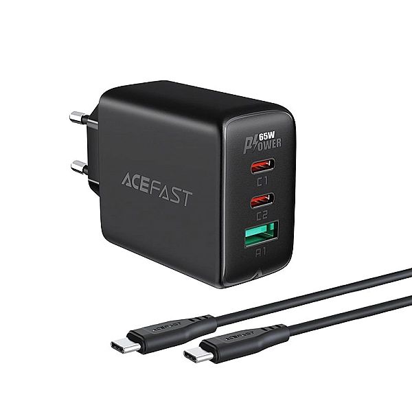 Acefast 2w1 ładowarka sieciowa 2x USB Typ C / USB 65W, PD, QC 3.0, AFC