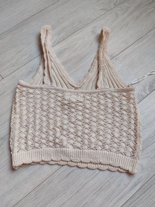 Top ażurowy ecru krem nowe H&M roz M szydełko