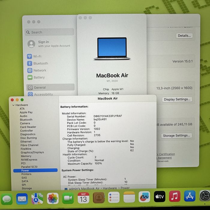 Open Box! MacBook Air 13" 2020 M1 Silver 16GB 256GB SSD