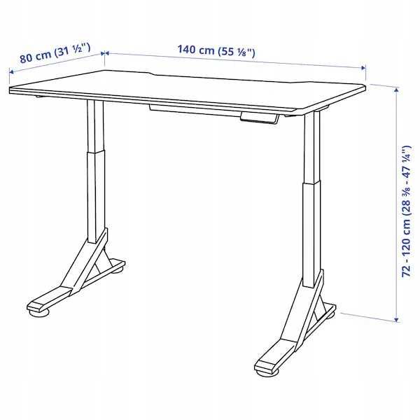 Biurko gamingowe Uppsel IKEA 140 cm x 80 cm