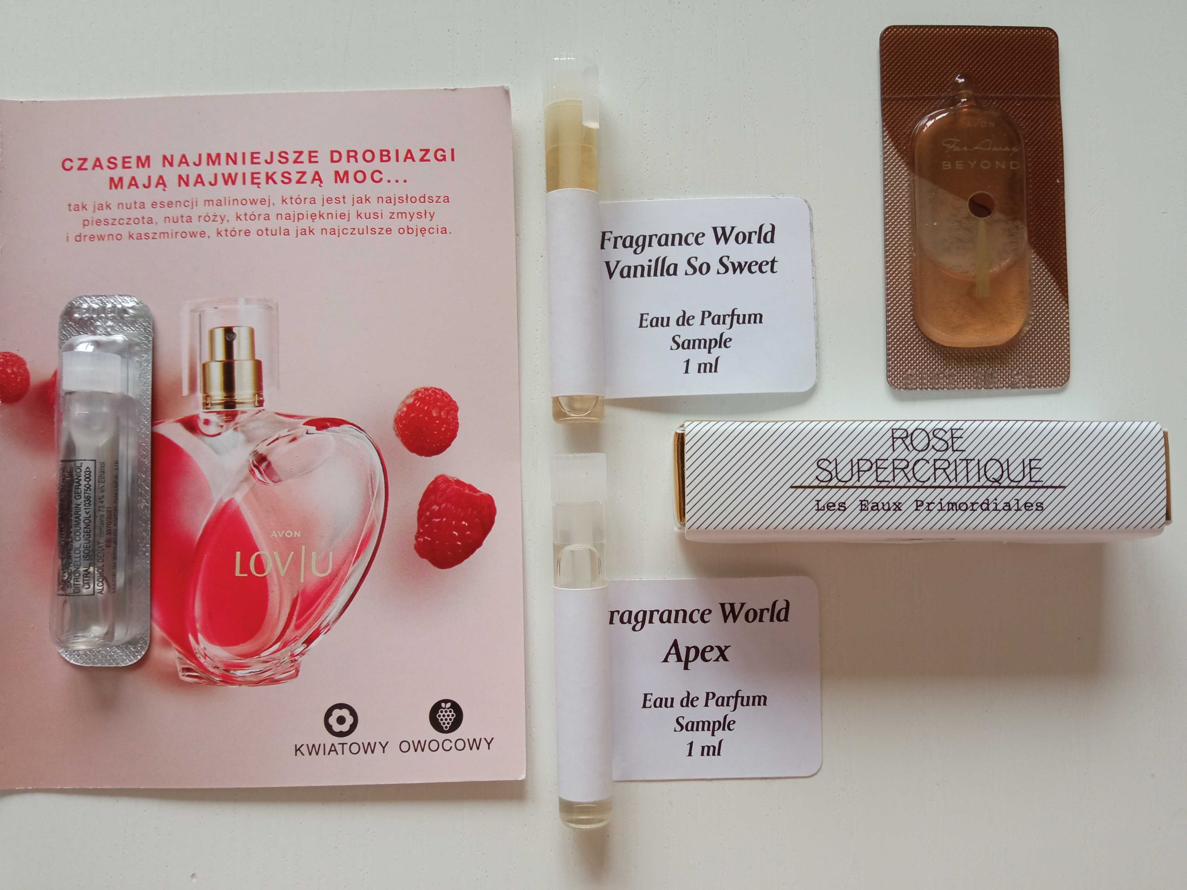 Próbki perfum m.in. ROSE SUPERCRITIQUE Les Eaux Primordiales Fragrance