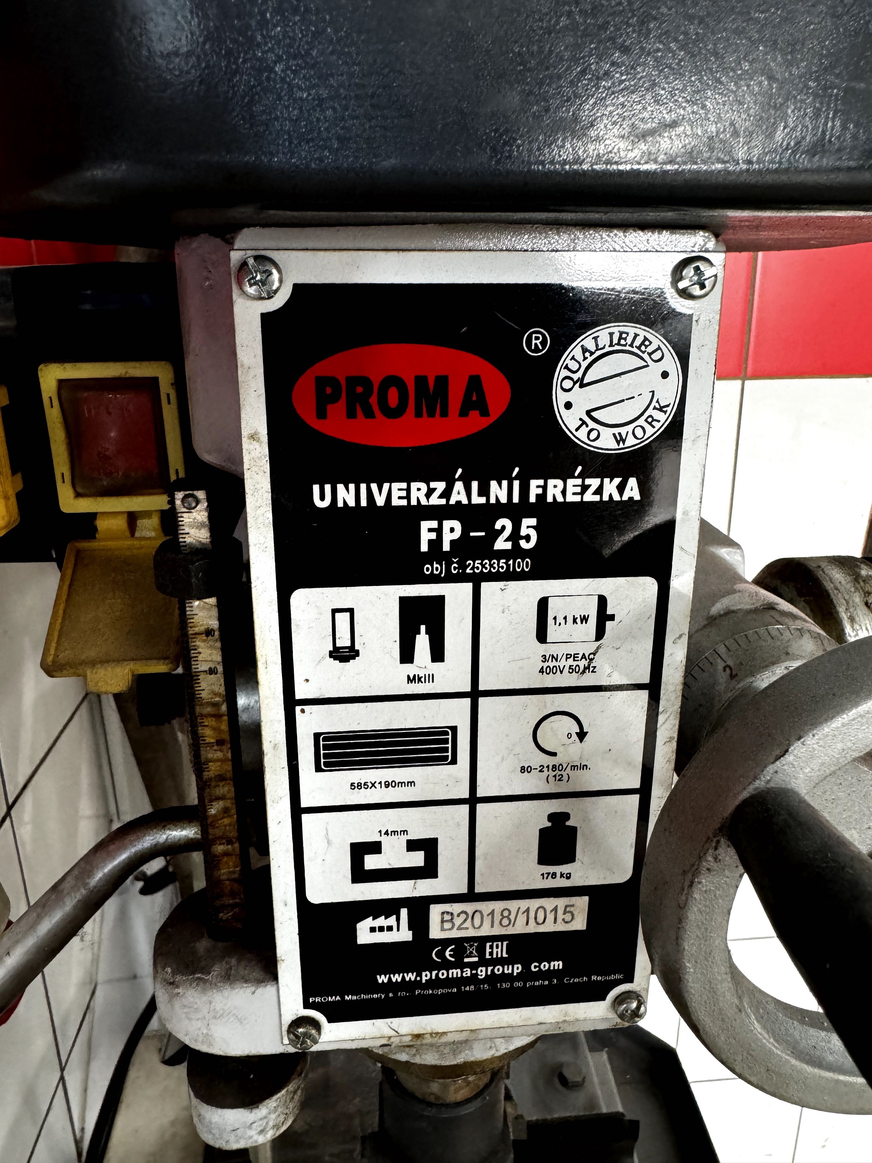 Frezarka do metalu górno wrzecionowa PROMA FP-25 400V z podstawą nowa!