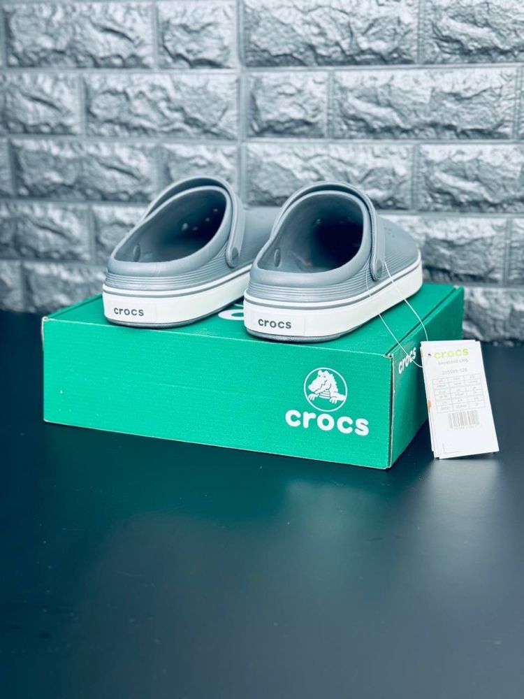 Мужские шлепанцы Crocs Сабо кроксы пляжные серые Топ продаж!