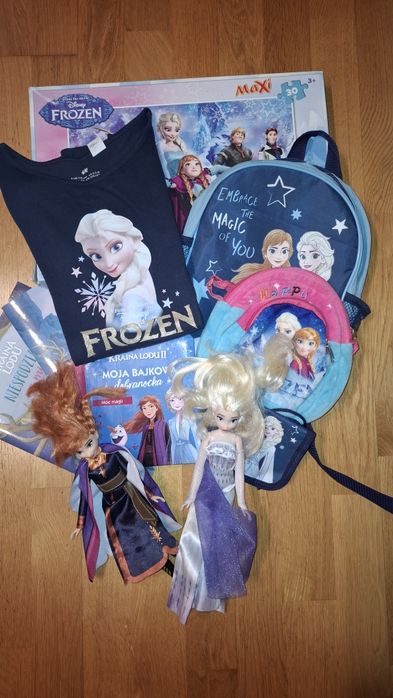 Zestaw Kraina Lodu Frozen Anna i Elsa puzzle sukienka plecak lalka