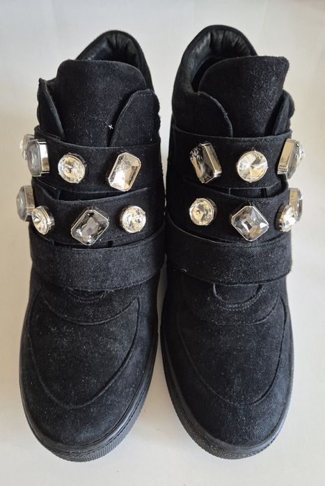 GINO ROSSI roz. 39 botki na koturnie skóra zamszowa super stan