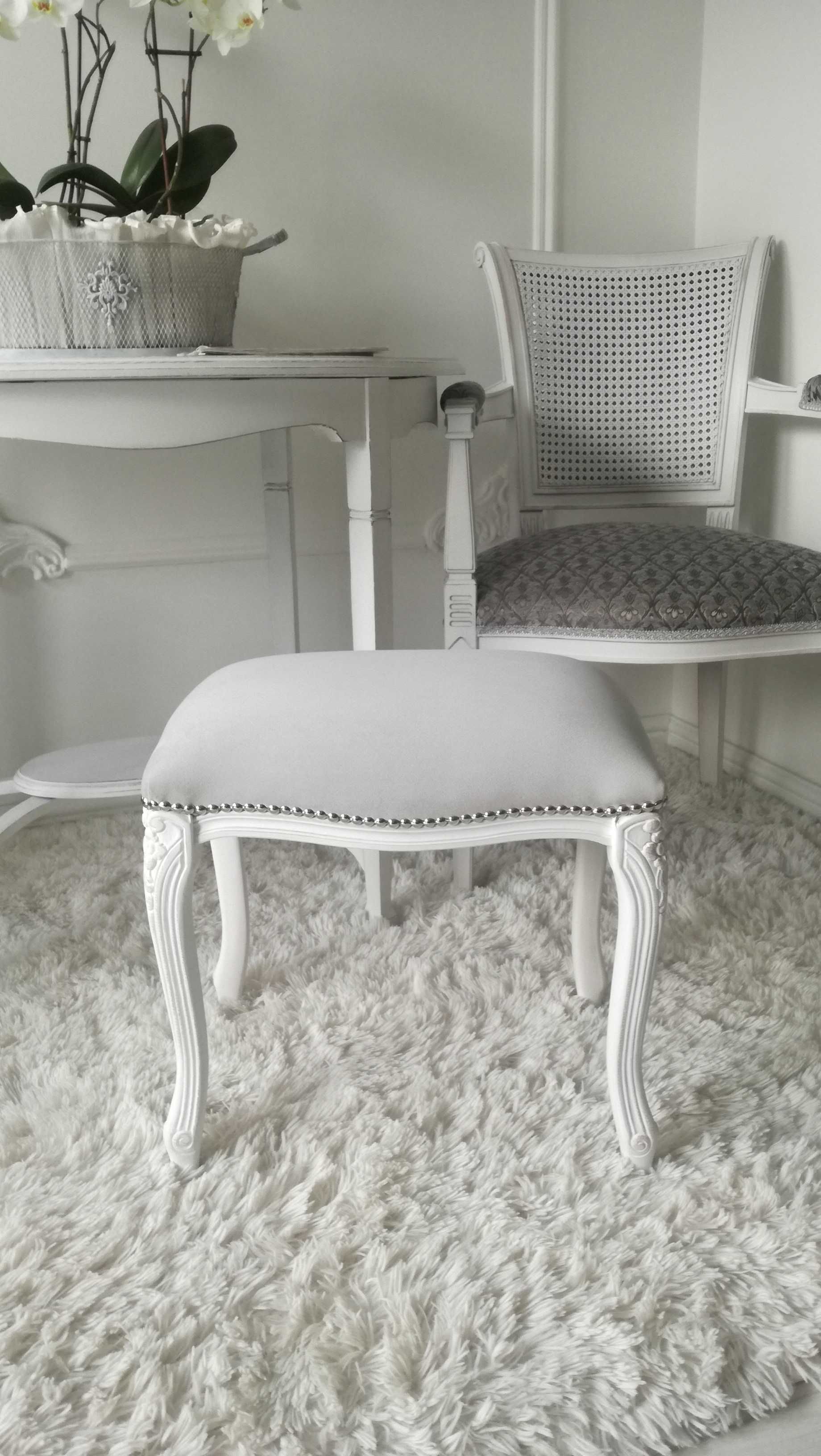 Stylowa pufa, podnóżek, stołek boho Ludwik, Ludwikowska, Shabby Chic