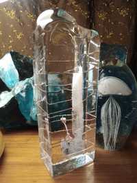 PRL szkło kryształowe rzeźba wazon blok