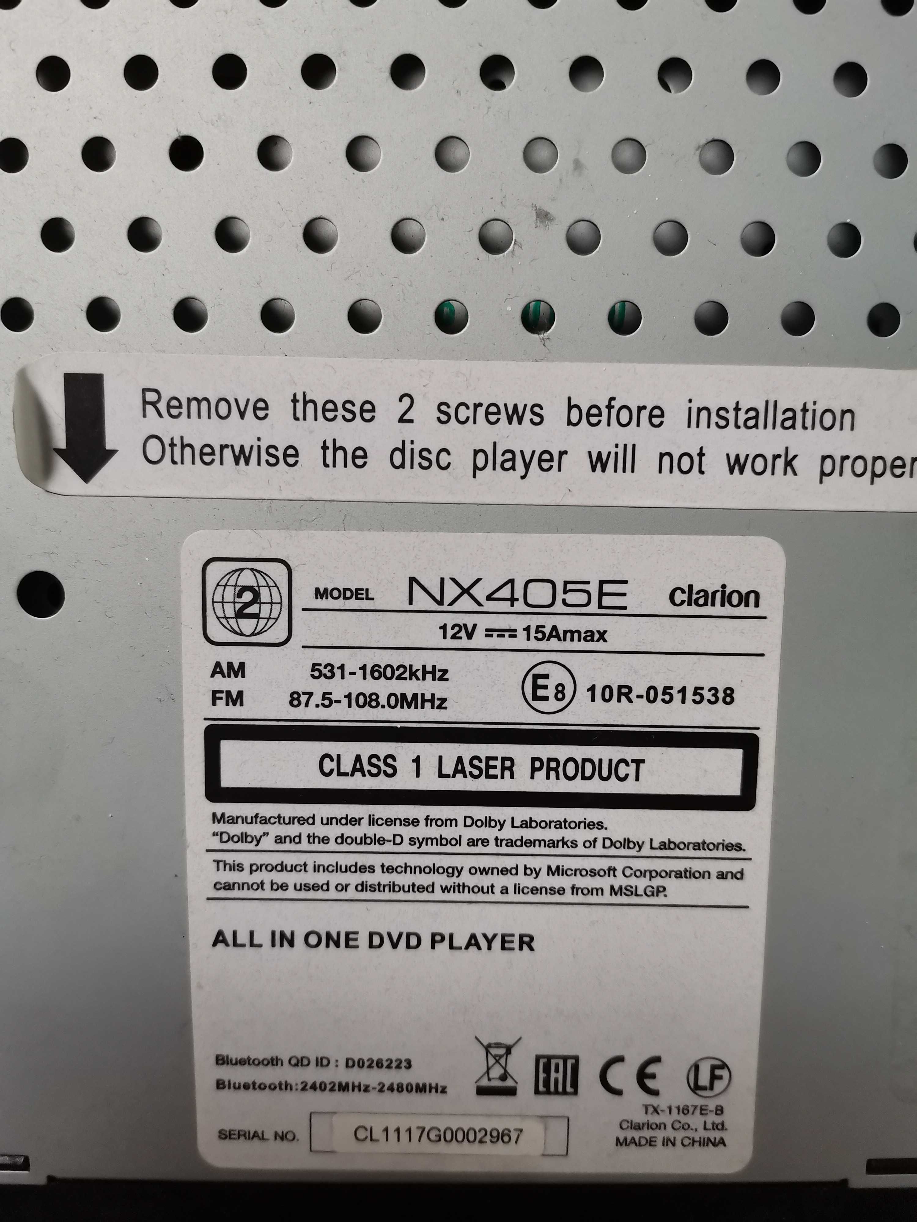 Rádio automotivo Clarion NX405E para Mitsubishi ASX