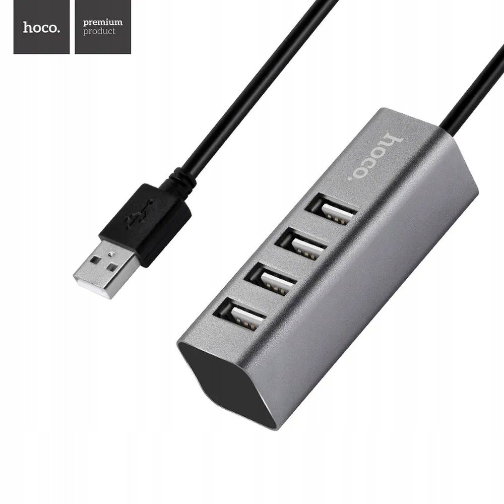 USB Hub адаптер Hoco HB1 серый