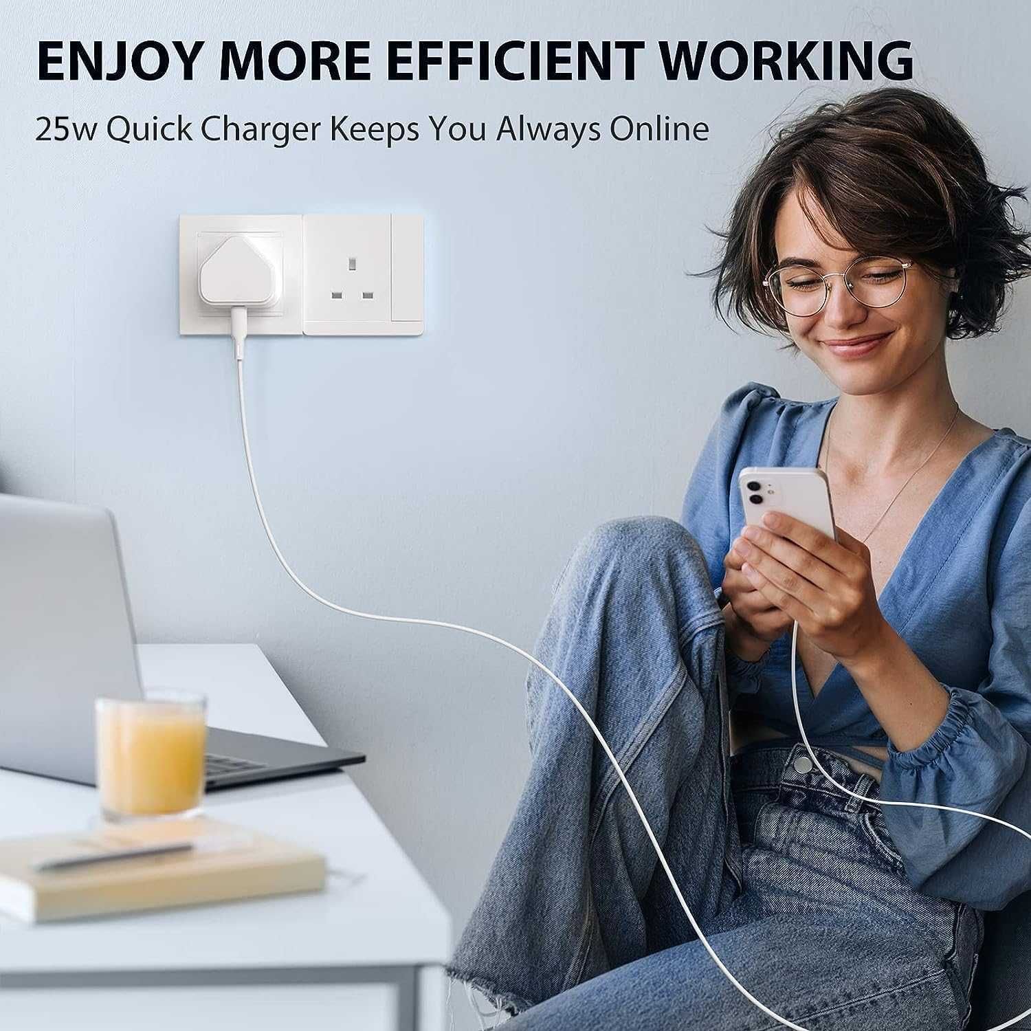 Szybka ładowarka USB-C 25W iPhone, iPad, Apple Watch, Galaxy + Gratis